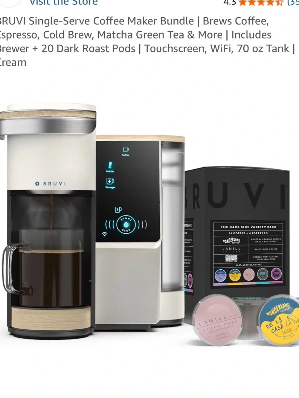 Bruvi Single-Serve Coffee Maker - Cream/Beige